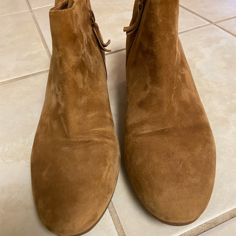 Rust suede flat booties